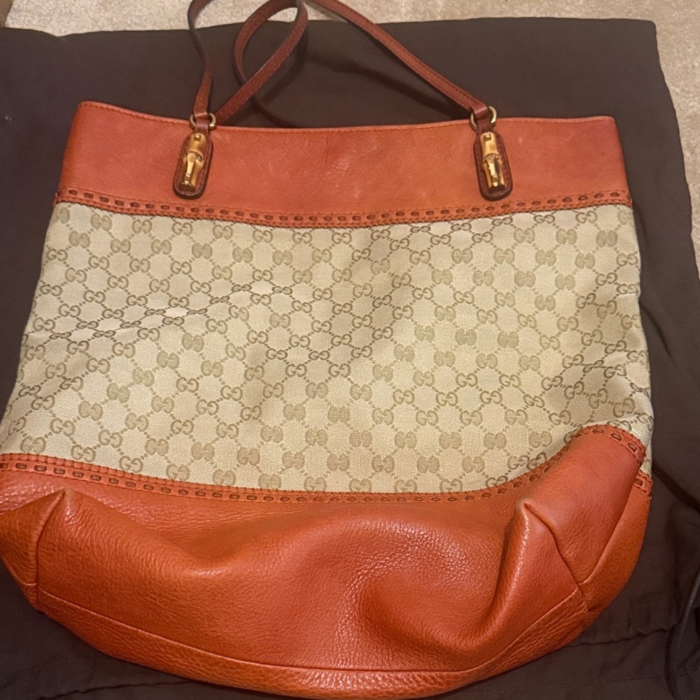 Gucci Women's Brown /Orange and Cream Laidback Crafty Tote Bag